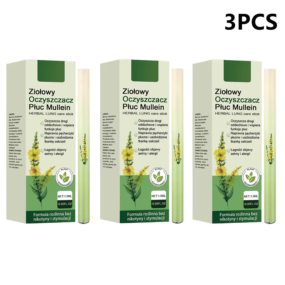 1/3/4Pcs Herbal Diffuser Pen with Extracts of Mullein Mints Rosemary Natural for Lung Cleansing Clear Breathing Improvement