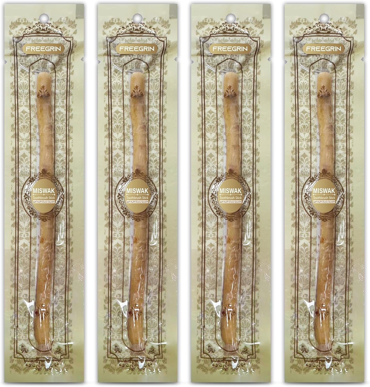 Miswak Sticks for Teeth Pack of 4 - Vacuum Sealed Traditional Sewak Natural Miswak Toothbrush - for Healthy Teeths,Gums and Fresh Breath