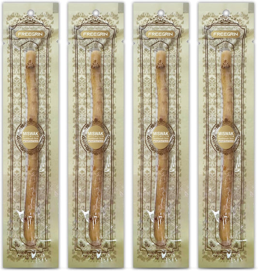 Miswak Sticks for Teeth Pack of 4 - Vacuum Sealed Traditional Sewak Natural Miswak Toothbrush - for Healthy Teeths,Gums and Fresh Breath