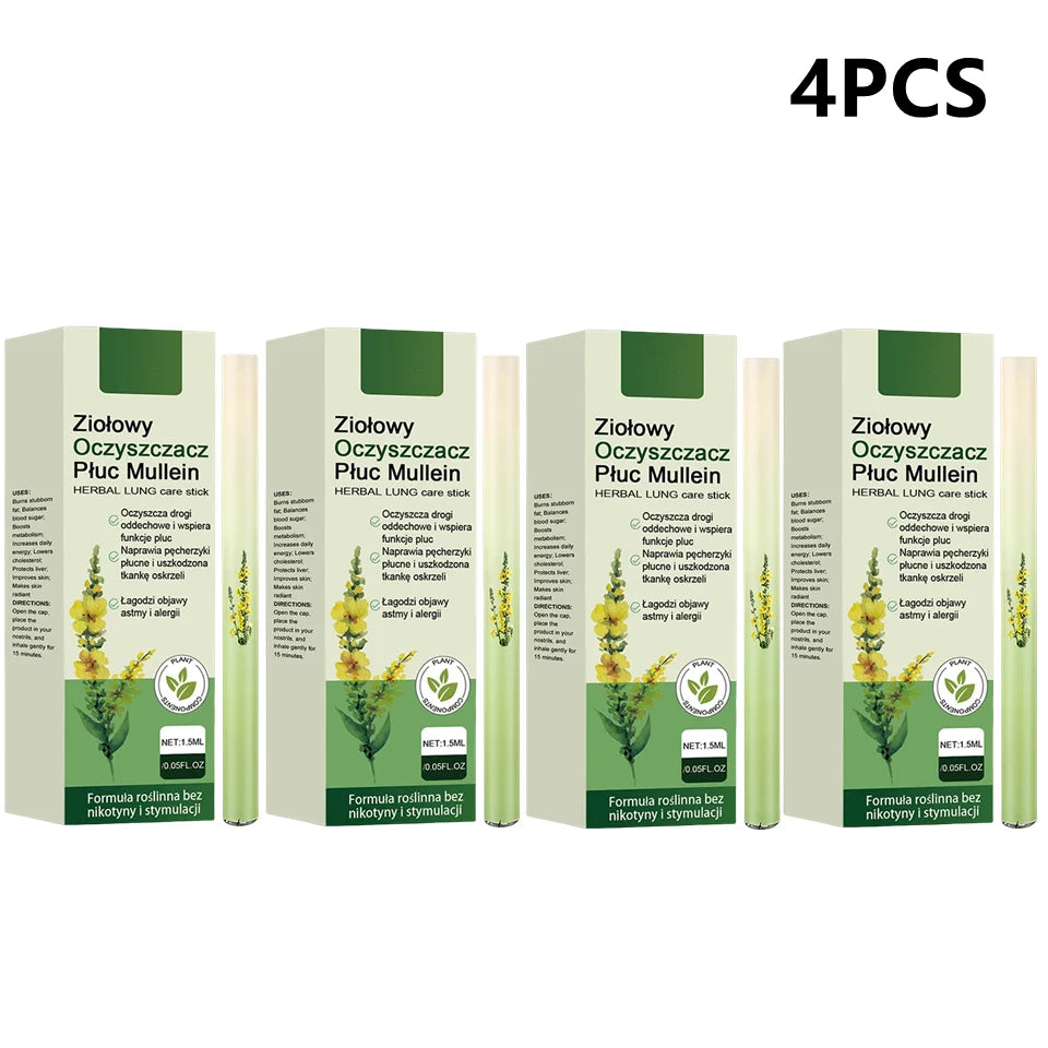 1/3/4Pcs Herbal Diffuser Pen with Extracts of Mullein Mints Rosemary Natural for Lung Cleansing Clear Breathing Improvement