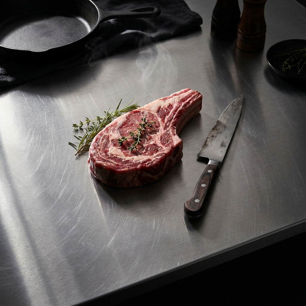Stainless Steel Cutting Board - Heavy Duty Non-Slip for Meat, Vegetables & Baking | Easy Clean with Safety Lip