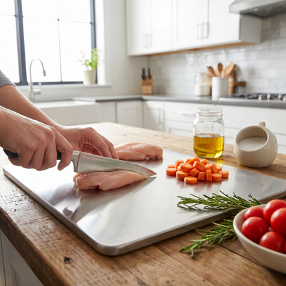 Stainless Steel Cutting Board - In Use Lifestyle