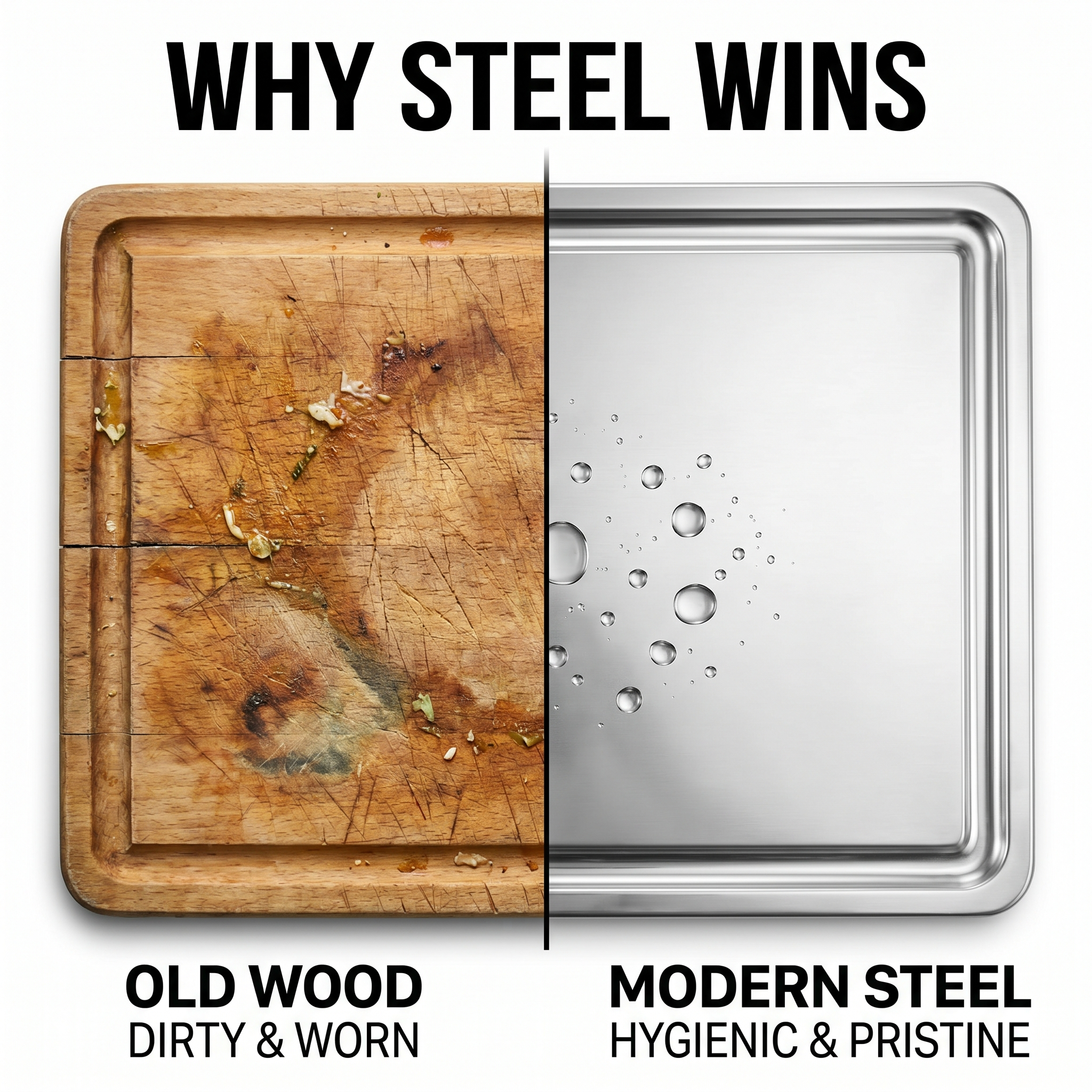 Stainless Steel Cutting Board - Before and After vs Wood