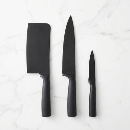 Black Knife Set - Overhead Flat Lay