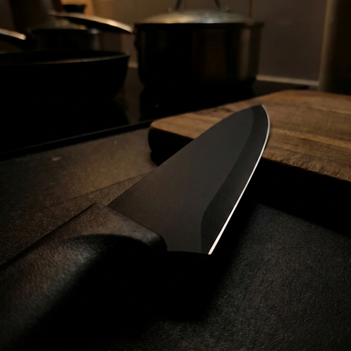 Black Knife Set - Black Blade Macro Close-up